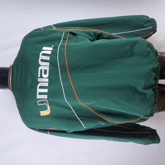 Miami Hurricanes stitched logo spellout lined XL pullover windbreaker jacket - Picture 3 of 8